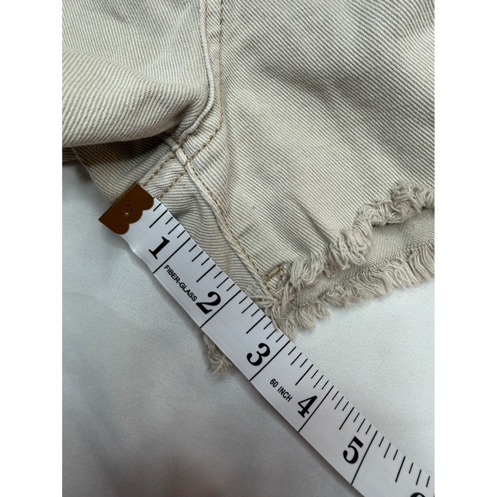 Free People Denim Shorts Beige Sand Frayed Raw Hem 100% Cotton Size 28 - Picture 9 of 9